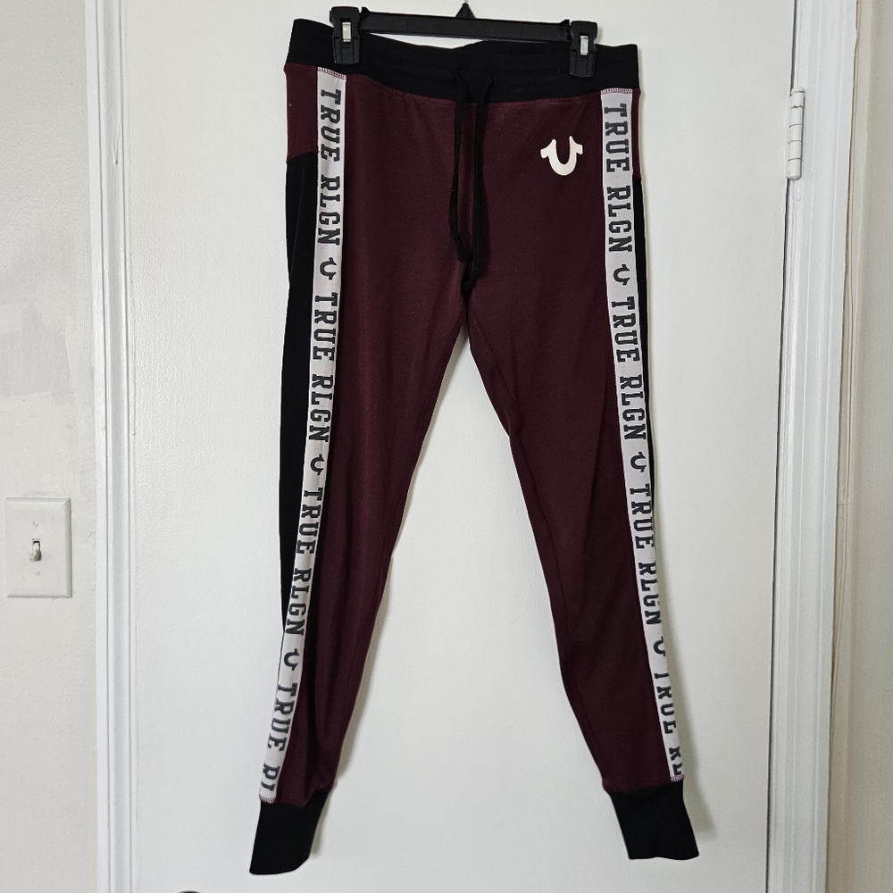 True Religion Womens Pants Panel Skinny Legging Jogger Y2K Colorblock Logo
